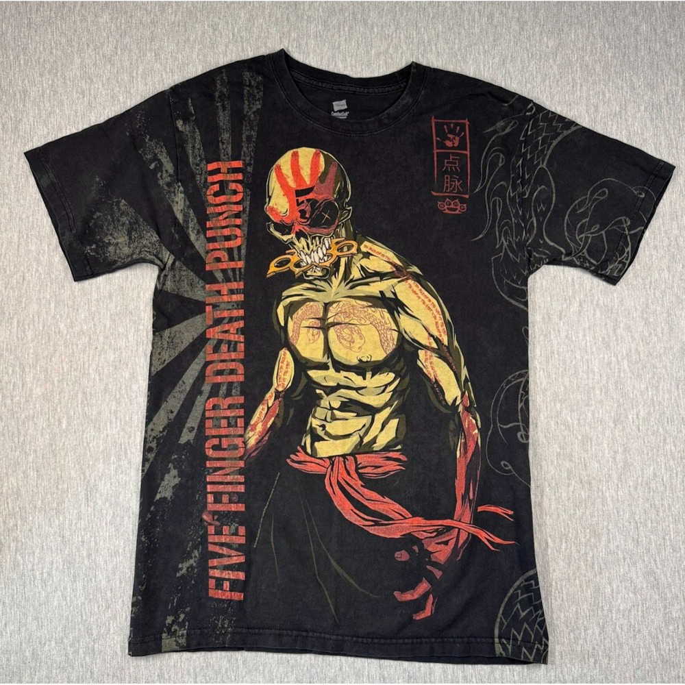 Five Finger Death Punch All Over Print T Shirt‎ XL Skull Graphic Anime Style Tee